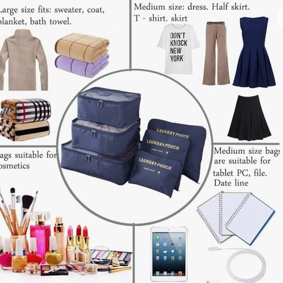 Travel Bundle-32 Total PCs Travel Cubes Hanging Toiletry Bag Packing Bags, Etc - Picture 4 of 12